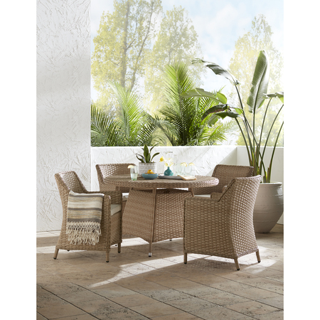 International Concepts Outdoor 5 Piece Patio Furniture Set with a Round Table and 4 Chairs KODT-448R-400-4